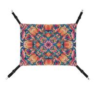 RKJVB 16.9 X 13 Inches Breathable Pet Hammock with Adjustable Straps Colorful Symmetrical Pattern Printed Reversible Cat Hanging Bed Dog Mats for Small Rabbits Ferret Guinea Pig