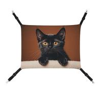 RKJVB 16.9 X 13 Inches Breathable Pet Hammock with Adjustable Straps Cute Peeping Black Cat Printed Reversible Cat Hanging Bed Dog Mats for Small Rabbits Ferret Guinea Pig
