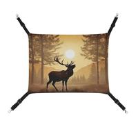 RKJVB 16.9 X 13 Inches Breathable Pet Hammock with Adjustable Straps Elk Artwork Printed Reversible Cat Hanging Bed Dog Mats for Small Rabbits Ferret Guinea Pig