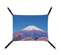 RKJVB 16.9 X 13 Inches Breathable Pet Hammock with Adjustable Straps Purple Mount Fuji Printed Reversible Cat Hanging Bed Dog Mats for Small Rabbits Ferret Guinea Pig