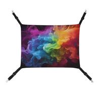 RKJVB 16.9 X 13 Inches Breathable Pet Hammock with Adjustable Straps Rainbow Smoke Printed Reversible Cat Hanging Bed Dog Mats for Small Rabbits Ferret Guinea Pig