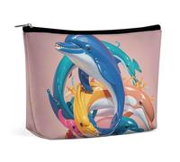 RKJVB Abstract Animal Dolphin Makeup Bag for Women Portable Cosmetic Bag Waterproof Toiletry Bag Storage Bag Large Makeup Pouch Aesthetic Handheld Makeup Bag for Travel Work, style, One Size