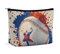 RKJVB Baseball Splatter Style Makeup Bag for Women Portable Cosmetic Bag Waterproof Toiletry Bag Storage Bag Large Makeup Pouch Aesthetic Handheld Makeup Bag for Travel Work, style, One Size