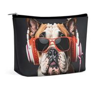 RKJVB Brightly Colored Bulldogs Makeup Bag for Women Portable Cosmetic Bag Waterproof Toiletry Bag Storage Bag Large Makeup Pouch Aesthetic Handheld Makeup Bag for Travel Work, style, One Size