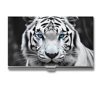 RKJVB Business Card Holder Blue Eyed Tiger Slim Business Card Case Professional Name Card Holders Purse Name Card Organizer Minimalist Pocket Card Cases for Men Women