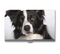 RKJVB Business Card Holder Border Collie Slim Business Card Case Professional Name Card Holders Purse Name Card Organizer Minimalist Pocket Card Cases for Men Women, Border Collie, 3.7 x 2.2 x 0.3