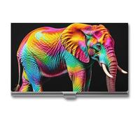 RKJVB Business Card Holder Colorful Elephants Slim Business Card Case Professional Name Card Holders Purse Name Card Organizer Minimalist Pocket Card Cases for Men Women