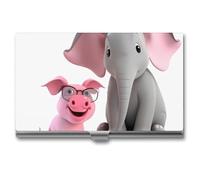 RKJVB Business Card Holder Elephant And Piggie Slim Business Card Case Professional Name Card Holders Purse Name Card Organizer Minimalist Pocket Card Cases for Men Women