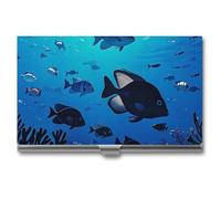 RKJVB Business Card Holder Fish Hover in The Sea Slim Business Card Case Professional Name Card Holders Purse Name Card Organizer Minimalist Pocket Card Cases for Men Women