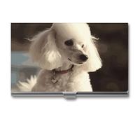 RKJVB Business Card Holder French Poodle Slim Business Card Case Professional Name Card Holders Purse Name Card Organizer Minimalist Pocket Card Cases for Men Women