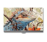 RKJVB Business Card Holder Lizard on The Branch Slim Business Card Case Professional Name Card Holders Purse Name Card Organizer Minimalist Pocket Card Cases for Men Women