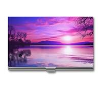 RKJVB Business Card Holder Purple Sunset on Water Slim Business Card Case Professional Name Card Holders Purse Name Card Organizer Minimalist Pocket Card Cases for Men Women, Purple Sunset on Water,