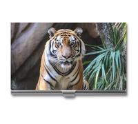 RKJVB Business Card Holder Tiger In The Zoo Slim Business Card Case Professional Name Card Holders Purse Name Card Organizer Minimalist Pocket Card Cases for Men Women