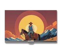 RKJVB Business Card Holder West Cowboy Slim Business Card Case Professional Name Card Holders Purse Name Card Organizer Minimalist Pocket Card Cases for Men Women, West Cowboy, 3.7 x 2.2 x 0.3 Inches,