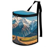 RKJVB Car Trash Can for Men Spill Proof Car Garbage Bag Alpine Snowy Mountain Car Hanging Garbage Bin for Women Storage Pockets for Automobile Truck Minivan SUV