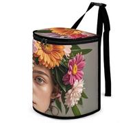 RKJVB Car Trash Can for Men Spill Proof Car Garbage Bag Head Wearing Floral Vortex Shape Car Hanging Garbage Bin for Women Storage Pockets for Automobile Truck Minivan SUV