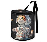 RKJVB Car Trash Can for Men Spill Proof Car Garbage Bag Interesting Astronaut Cat Car Hanging Garbage Bin for Women Storage Pockets for Automobile Truck Minivan SUV