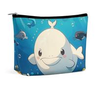RKJVB Cartoon White Whale Makeup Bag for Women Portable Cosmetic Bag Waterproof Toiletry Bag Storage Bag Large Makeup Pouch Aesthetic Handheld Makeup Bag for Travel Work, style, One Size