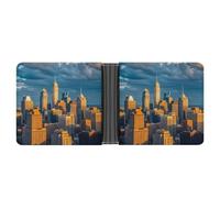 RKJVB Classic Slimfold Wallet for Women A Busy Town in The City Bifold Credit Card Holder Wallet for Men Leather Wallet with ID Window And Multiple Card Slots Mini Wallet, A Busy Town in The City, 4.6
