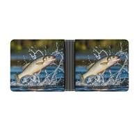 RKJVB Classic Slimfold Wallet for Women Big Mouth Bass Bites Bait Bifold Credit Card Holder Wallet for Men Leather Wallet with ID Window And Multiple Card Slots Mini Wallet, Big Mouth Bass Bites Bait,