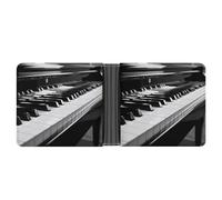 RKJVB Classic Slimfold Wallet for Women Black White Piano Keyboard Bifold Credit Card Holder Wallet for Men Leather Wallet with ID Window And Multiple Card Slots Mini Wallet, Black White Piano