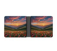RKJVB Classic Slimfold Wallet for Women Cloud Garden at Sunset Bifold Credit Card Holder Wallet for Men Leather Wallet with ID Window And Multiple Card Slots Mini Wallet, Cloud Garden at Sunset, 4.6 ×