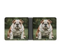 RKJVB Classic Slimfold Wallet for Women Cute English Bulldog Bifold Credit Card Holder Wallet for Men Leather Wallet with ID Window And Multiple Card Slots Mini Wallet, Cute English Bulldog, 4.6 × 3.7