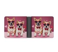 RKJVB Classic Slimfold Wallet for Women Dogs Wearing Sunglasses Bifold Credit Card Holder Wallet for Men Leather Wallet with ID Window And Multiple Card Slots Mini Wallet, Dogs Wearing Sunglasses, 4.6