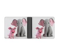 RKJVB Classic Slimfold Wallet for Women Elephant And Piggie Bifold Credit Card Holder Wallet for Men Leather Wallet with ID Window And Multiple Card Slots Mini Wallet, Elephant And Piggie, 4.6 × 3.7 ×