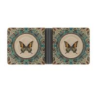 RKJVB Classic Slimfold Wallet for Women Flourishing Garden Butterfly Bifold Credit Card Holder Wallet for Men Leather Wallet with ID Window And Multiple Card Slots Mini Wallet, Flourishing Garden