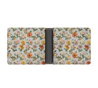 RKJVB Classic Slimfold Wallet for Women Flower Bifold Credit Card Holder Wallet for Men Leather Wallet with ID Window And Multiple Card Slots Mini Wallet, Flower, 4.6 × 3.7 × 1 inches, Classic