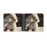 RKJVB Classic Slimfold Wallet for Women French Poodle Bifold Credit Card Holder Wallet for Men Leather Wallet with ID Window And Multiple Card Slots Mini Wallet, French Poodle, 4.6 × 3.7 × 1 inches,
