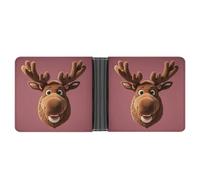 RKJVB Classic Slimfold Wallet for Women Funny Christmas Moose Head Bifold Credit Card Holder Wallet for Men Leather Wallet with ID Window And Multiple Card Slots Mini Wallet, Funny Christmas Moose