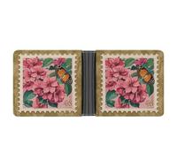 RKJVB Classic Slimfold Wallet for Women Jiuzhong Ge Hua And Butterfly Bifold Credit Card Holder Wallet for Men Leather Wallet with ID Window And Multiple Card Slots Mini Wallet, Jiuzhong Ge Hua And