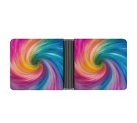 RKJVB Classic Slimfold Wallet for Women Rainbow Colored Swirl Bifold Credit Card Holder Wallet for Men Leather Wallet with ID Window And Multiple Card Slots Mini Wallet, Rainbow Colored Swirl, 4.6 ×