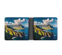 RKJVB Classic Slimfold Wallet for Women Seaside Mountain Skyline Bifold Credit Card Holder Wallet for Men Leather Wallet with ID Window And Multiple Card Slots Mini Wallet, Seaside Mountain Skyline,