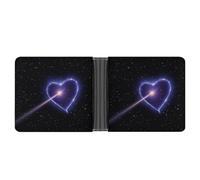 RKJVB Classic Slimfold Wallet for Women Shooting Star Heart Bifold Credit Card Holder Wallet for Men Leather Wallet with ID Window And Multiple Card Slots Mini Wallet, Shooting Star Heart, 4.6 × 3.7 ×