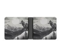 RKJVB Classic Slimfold Wallet for Women Snow Mountain Lone Wolf Bifold Credit Card Holder Wallet for Men Leather Wallet with ID Window And Multiple Card Slots Mini Wallet, Snow Mountain Lone Wolf, 4.6