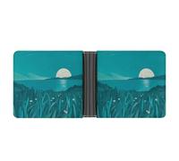 RKJVB Classic Slimfold Wallet for Women Teal Blue Bifold Credit Card Holder Wallet for Men Leather Wallet with ID Window And Multiple Card Slots Mini Wallet, Teal Blue, 4.6 × 3.7 × 1 inches, Classic