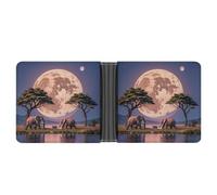 RKJVB Classic Slimfold Wallet for Women The Elephant Walks Bifold Credit Card Holder Wallet for Men Leather Wallet with ID Window And Multiple Card Slots Mini Wallet, The Elephant Walks, 4.6 × 3.7 × 1