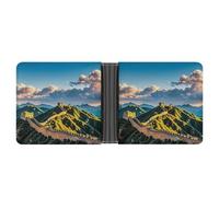 RKJVB Classic Slimfold Wallet for Women The Great Wall of China Bifold Credit Card Holder Wallet for Men Leather Wallet with ID Window And Multiple Card Slots Mini Wallet, The Great Wall of China, 4.6