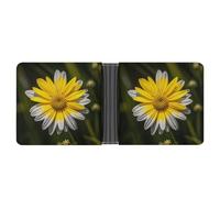 RKJVB Classic Slimfold Wallet for Women Yellow Gray Flower Bifold Credit Card Holder Wallet for Men Leather Wallet with ID Window And Multiple Card Slots Mini Wallet, Yellow Gray Flower, 4.6 × 3.7 × 1