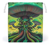 RKJVB Dreamy Mushrooms And Tree Drawstring Bags Dust-proof Storage Bag Breathable Canvas Bag Reusable Muslin Bag for Party Wedding Xmas Gift Bag