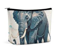 RKJVB Elephant Watercolor Style Makeup Bag for Women Portable Cosmetic Bag Waterproof Toiletry Bag Storage Bag Large Makeup Pouch Aesthetic Handheld Makeup Bag for Travel Work, style, One Size