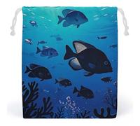 RKJVB Fish Hover in The Sea Drawstring Bags Dust-proof Storage Bag Breathable Canvas Bag Reusable Muslin Bag for Party Wedding Xmas Gift Bag