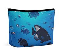 RKJVB Fish Hover in The Sea Makeup Bag for Women Portable Cosmetic Bag Waterproof Toiletry Bag Storage Bag Large Makeup Pouch Aesthetic Handheld Makeup Bag for Travel Work, style, One Size