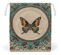 RKJVB Flourishing Garden Butterfly Drawstring Bags Dust-proof Storage Bag Breathable Canvas Bag Reusable Muslin Bag for Party Wedding Xmas Gift Bag