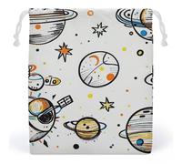 RKJVB Graffiti Astronaut Spacecraft Drawstring Bags Dust-proof Storage Bag Breathable Canvas Bag Reusable Muslin Bag for Party Wedding Xmas Gift Bag