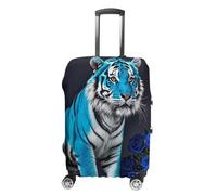 RKJVB Luggage Covers Anti-Scratch Suitcase Cover Blue Rose Tiger Washable Elastic Suitcase Protector Travel Luggage Protector Covers Carry On Luggages Cover, Blue Rose Tiger, M