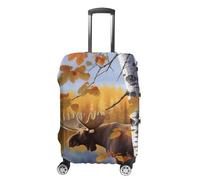 RKJVB Luggage Covers Anti-Scratch Suitcase Cover Fall Birch Leaves Elk Washable Elastic Suitcase Protector Travel Luggage Protector Covers Carry On Luggages Cover, Fall Birch Leaves Elk, M